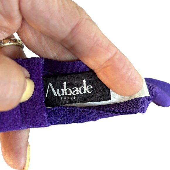 Aubade Paris French Kiss Purple Floral Lace Unlined Underwire Balconette Bra 34E - Picture 9 of 13